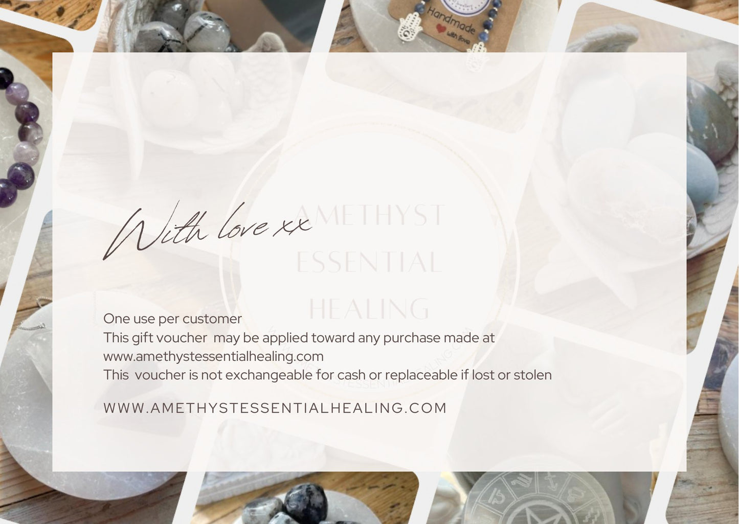 Amethyst Essential Healing Gift Voucher £10, £15, £20, £25, £50, £100 - Amethyst Essential Healing