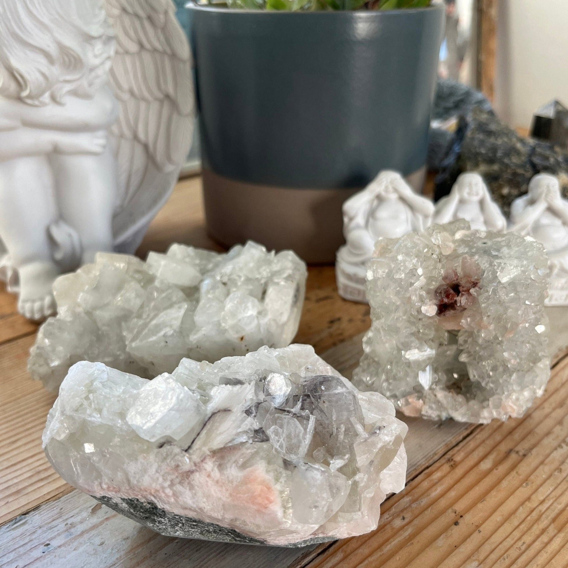 Apophyllite Clusters | Natural Apophyllite | Raw Crystals | Raw Clusters | Meditation Stone | Cleansing Crystal | Spiritual Growth - Amethyst Essential Healing