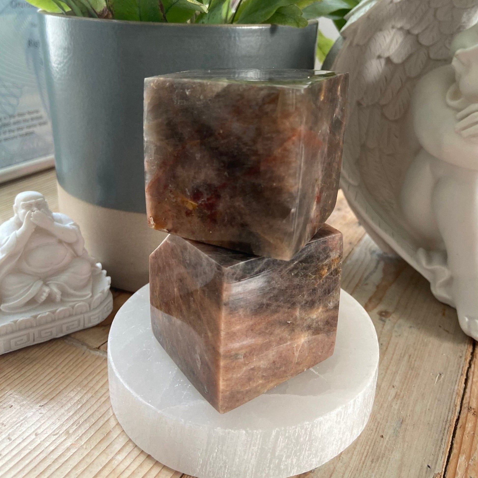 Black Moonstone Floating Cube Polished 288g | Display Crystal | Protection | Grounding Energy - Amethyst Essential Healing