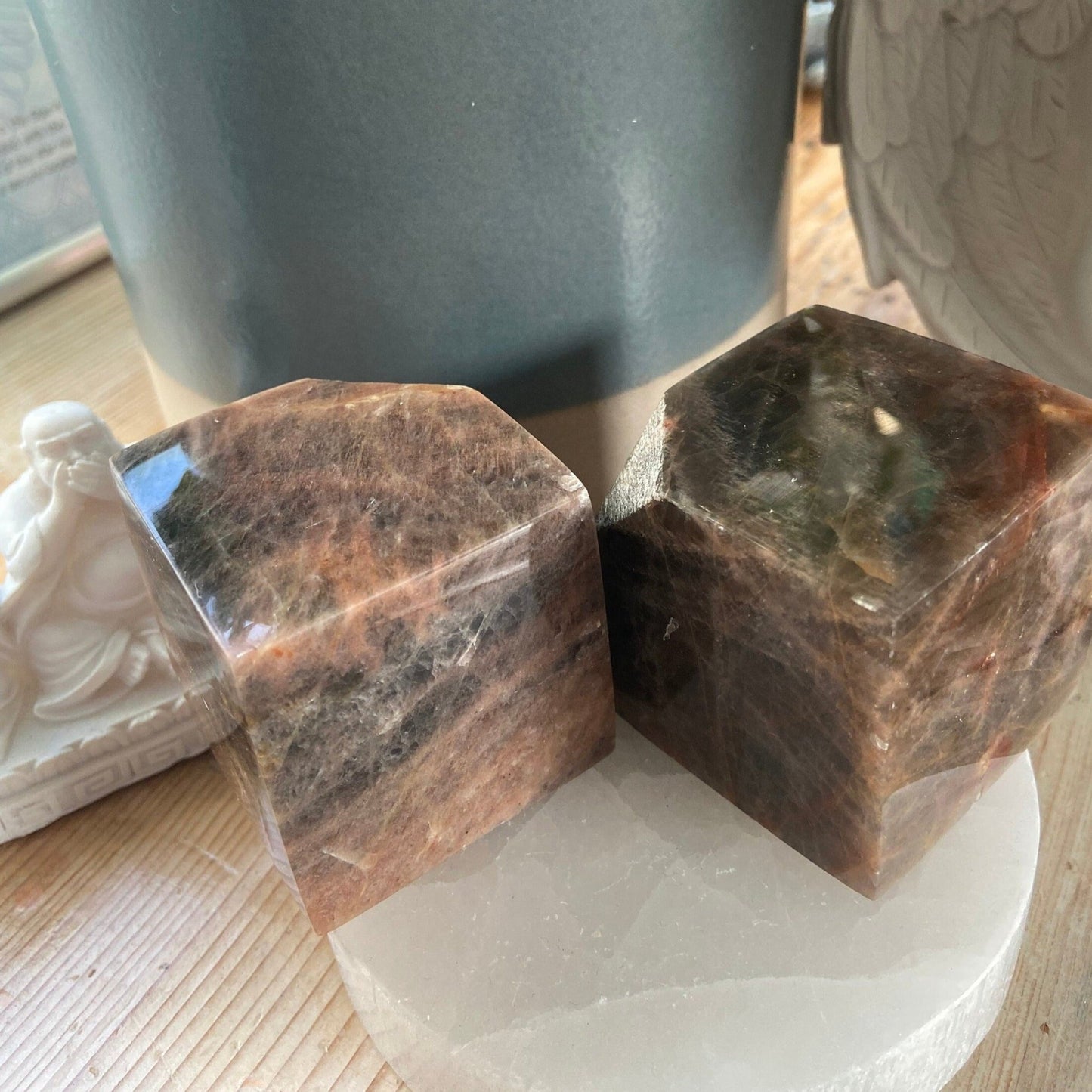 Black Moonstone Floating Cube Polished 288g | Display Crystal | Protection | Grounding Energy - Amethyst Essential Healing