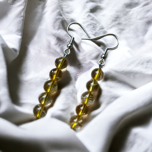 Citrine Ball Bead Drop Earrings - Amethyst Essential Healing