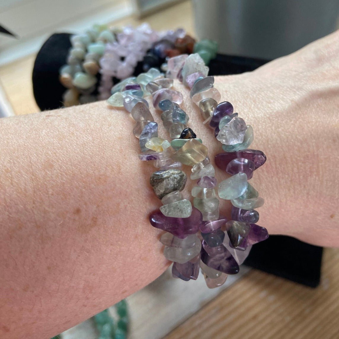 Crystal Chip Bracelets Stretchy | Stackable | Crystal Jewellery | Chakra Healing | - Amethyst Essential Healing