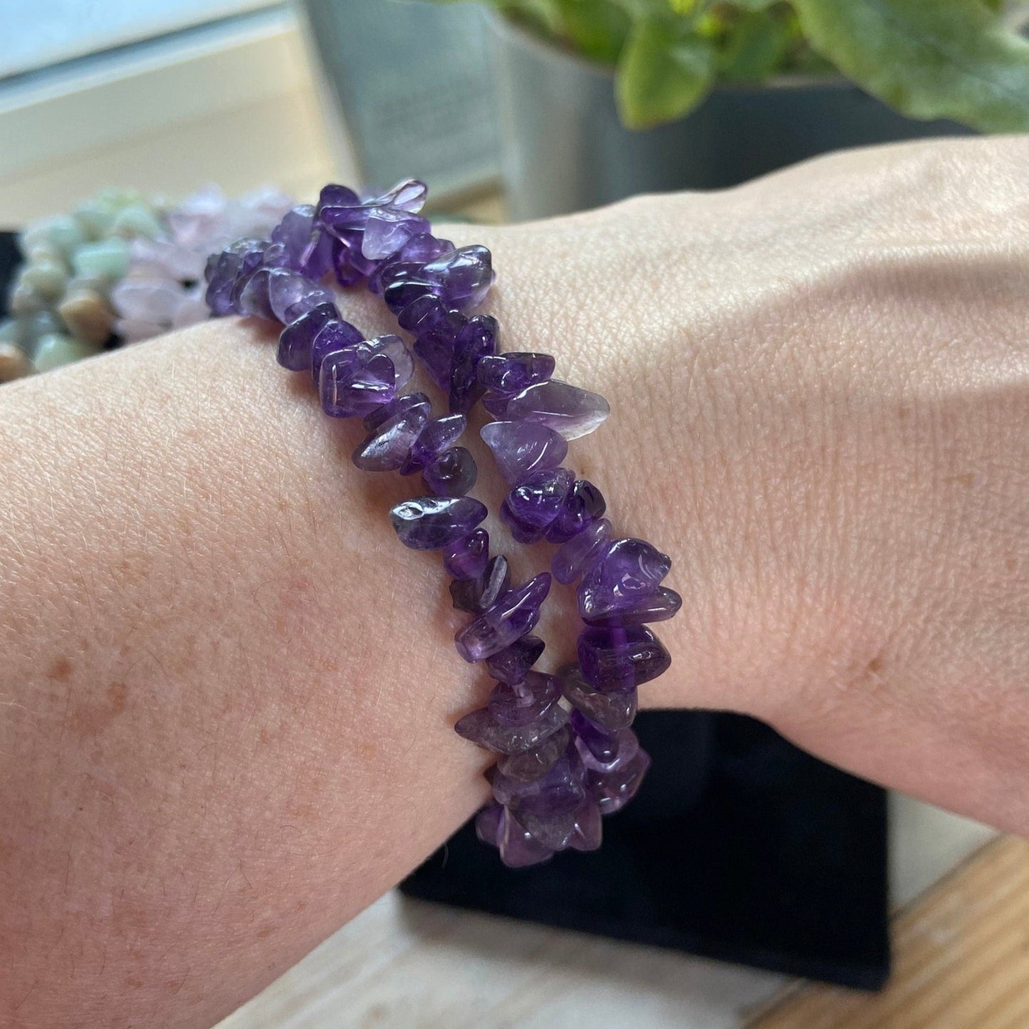 Crystal Chip Bracelets Stretchy | Stackable | Crystal Jewellery | Chakra Healing | - Amethyst Essential Healing