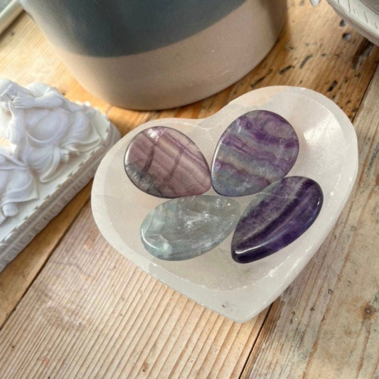 Fluorite Worry Stones | Thumb stone | Third Eye | Crown Chakra | Intuition Activation | - Amethyst Essential Healing