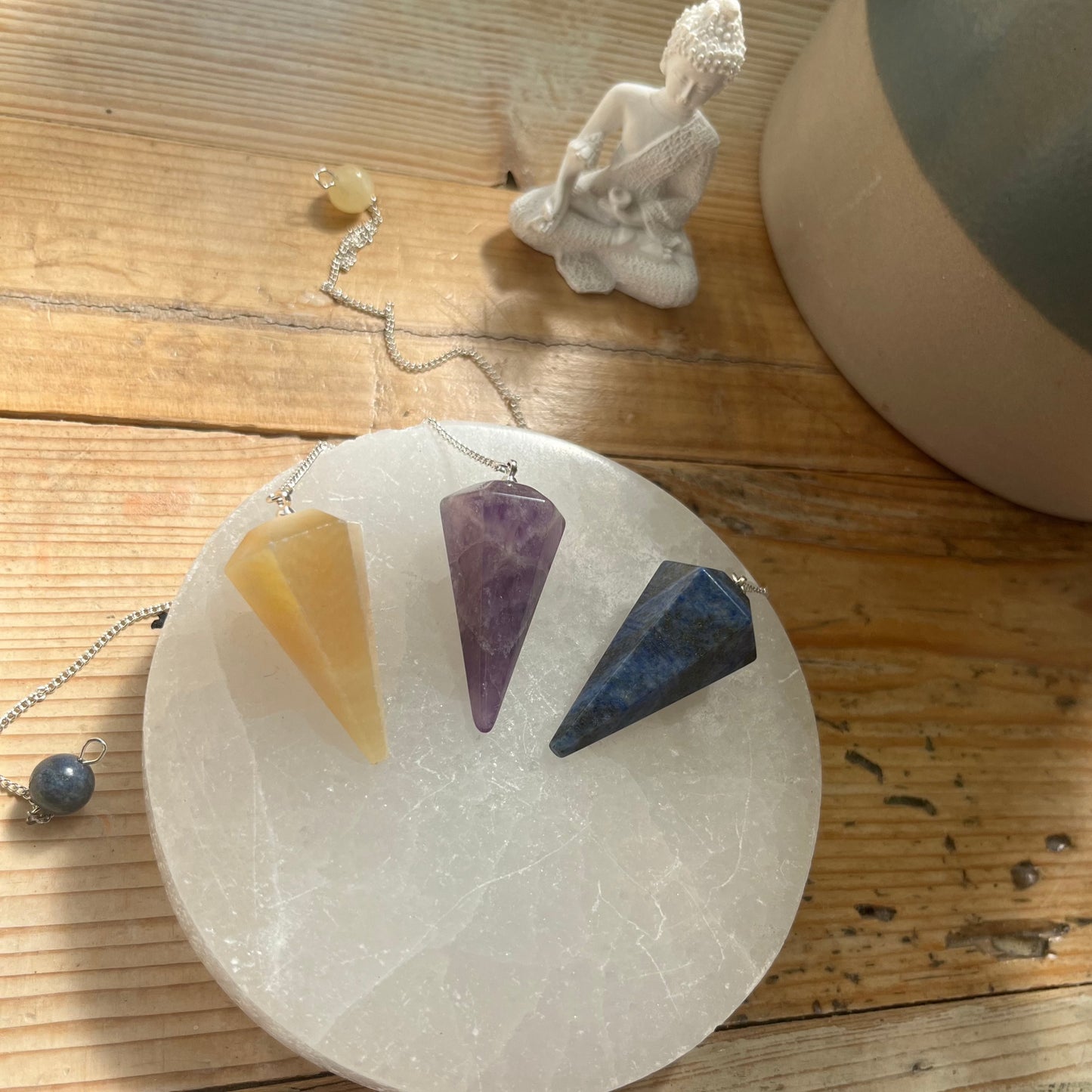 Amethyst, Orange Calcite, Lapis Lazuli Dowsing Pendulum | Scrying | Divination