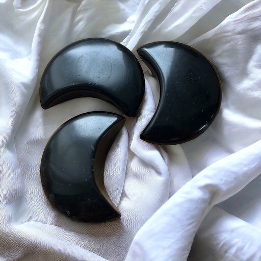 Mini Black Obsidian Moon - Amethyst Essential Healing