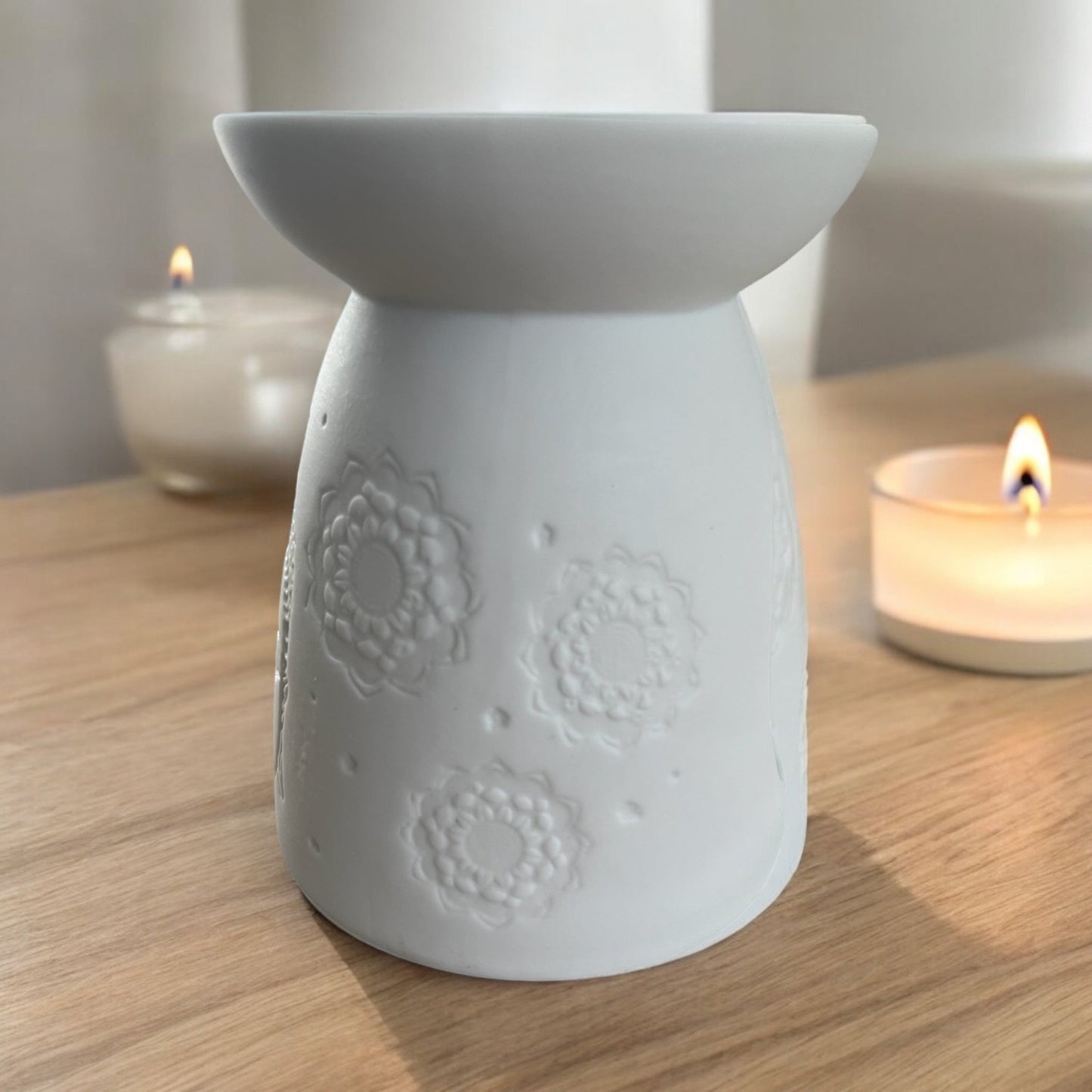 White Ceramic Buddha Face Oil Burner - Amethyst Essential Healing