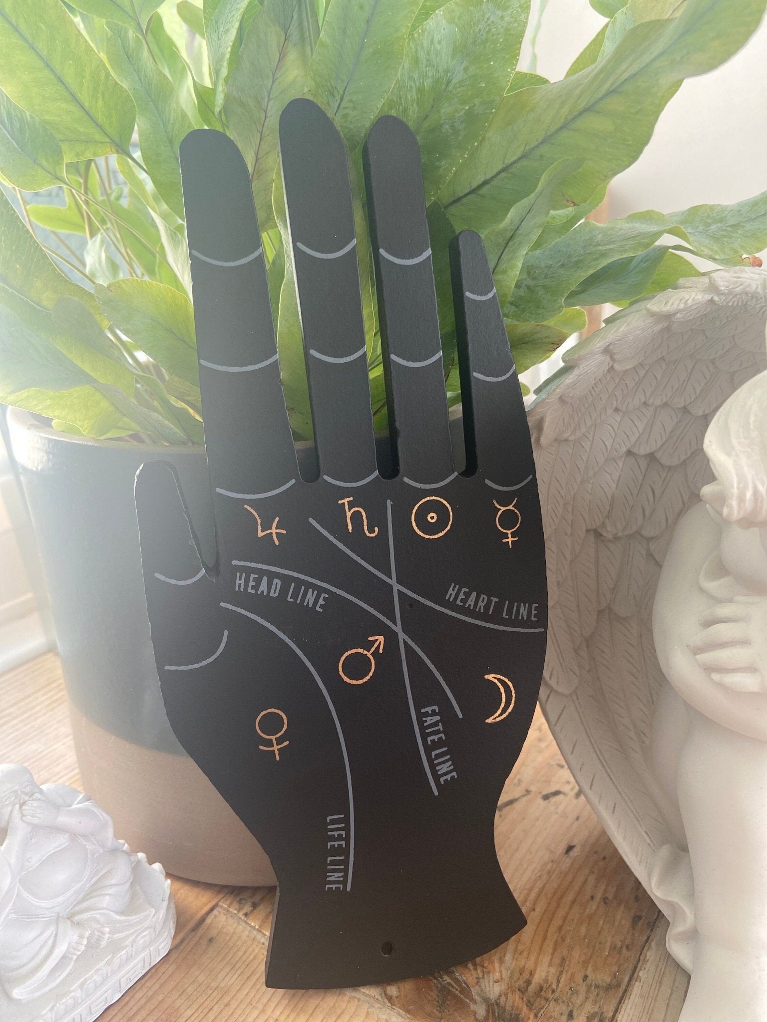 Wooden Palmistry Ash Catcher | Palmistry Incense Holde | Wooden Incense Holder | Palm Reading - Amethyst Essential Healing