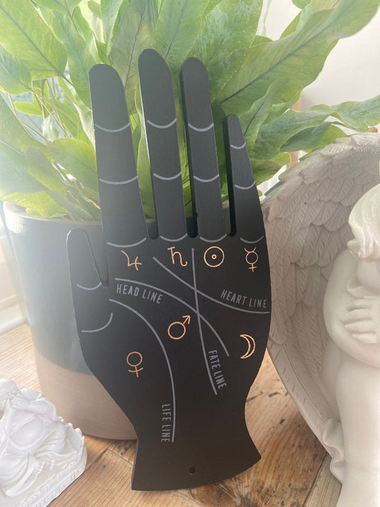 Wooden Palmistry Ash Catcher | Palmistry Incense Holde | Wooden Incense Holder | Palm Reading - Amethyst Essential Healing